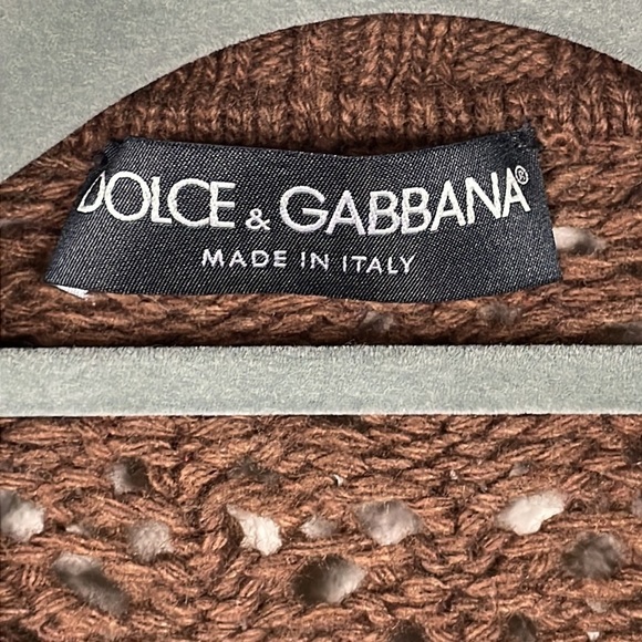 Dolce & Gabbana Chunky Open Cable Knit Vest Cardigan Brown Wool Yak - Picture 6 of 10